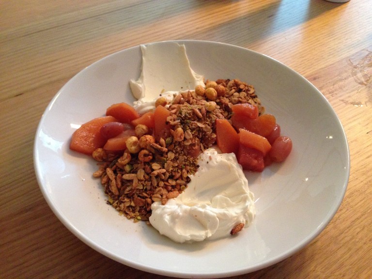 yoghurt and grains, lemon middle and orange