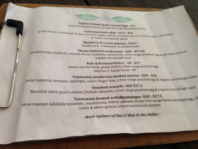 menu, gypsey + musquito